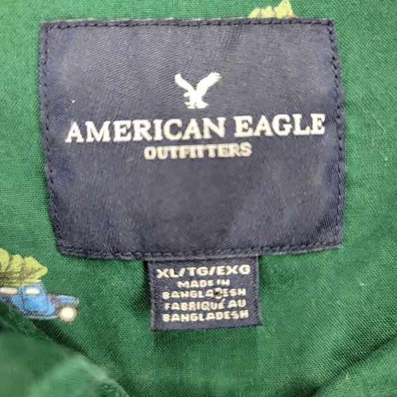 American Eagle Shirt Mens XL Green Long Sleeve Christmas Tree Button Up Soft - Picture 3 of 15